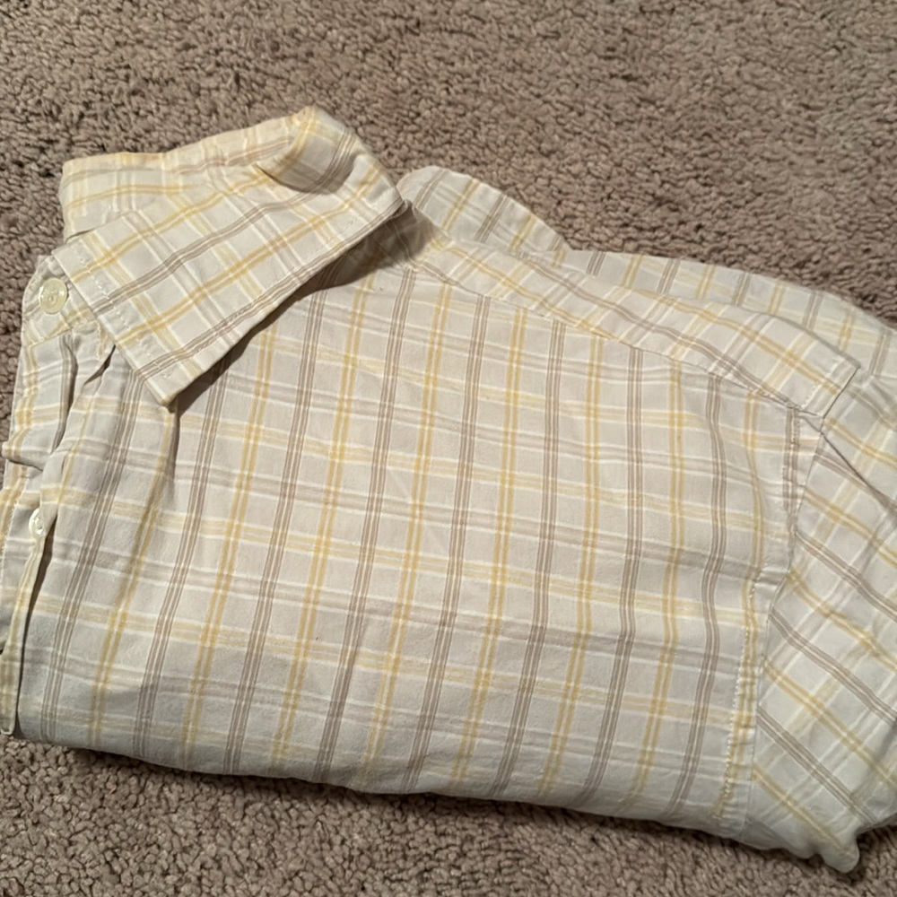 J Crew szL button down collared shirt (mens) yellow/tan /grey